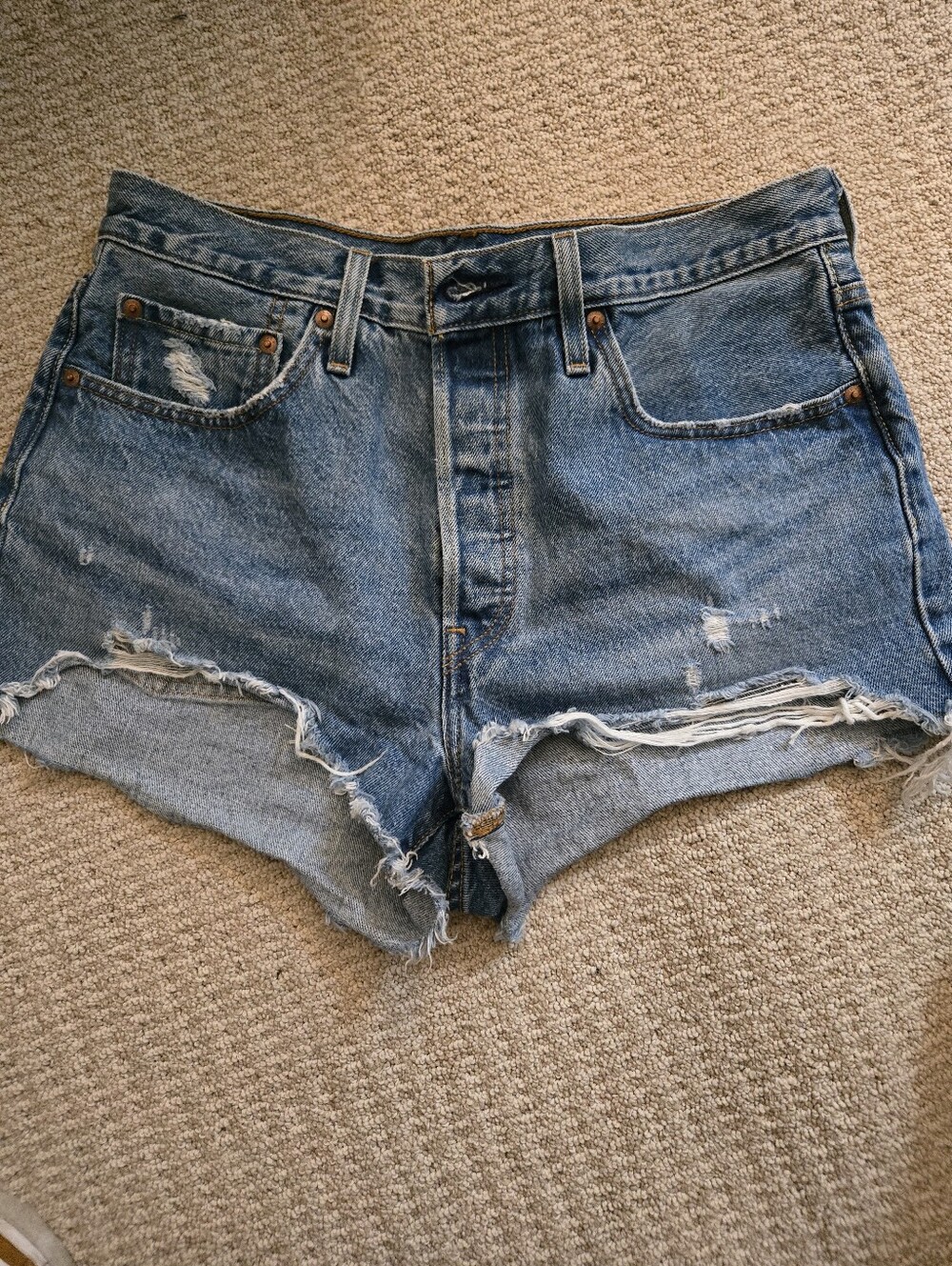 Levi's High-Rise Distressed Denim Shorts